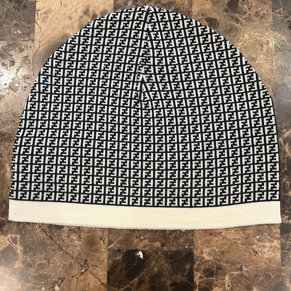 Fendi Black and White Knit Hat